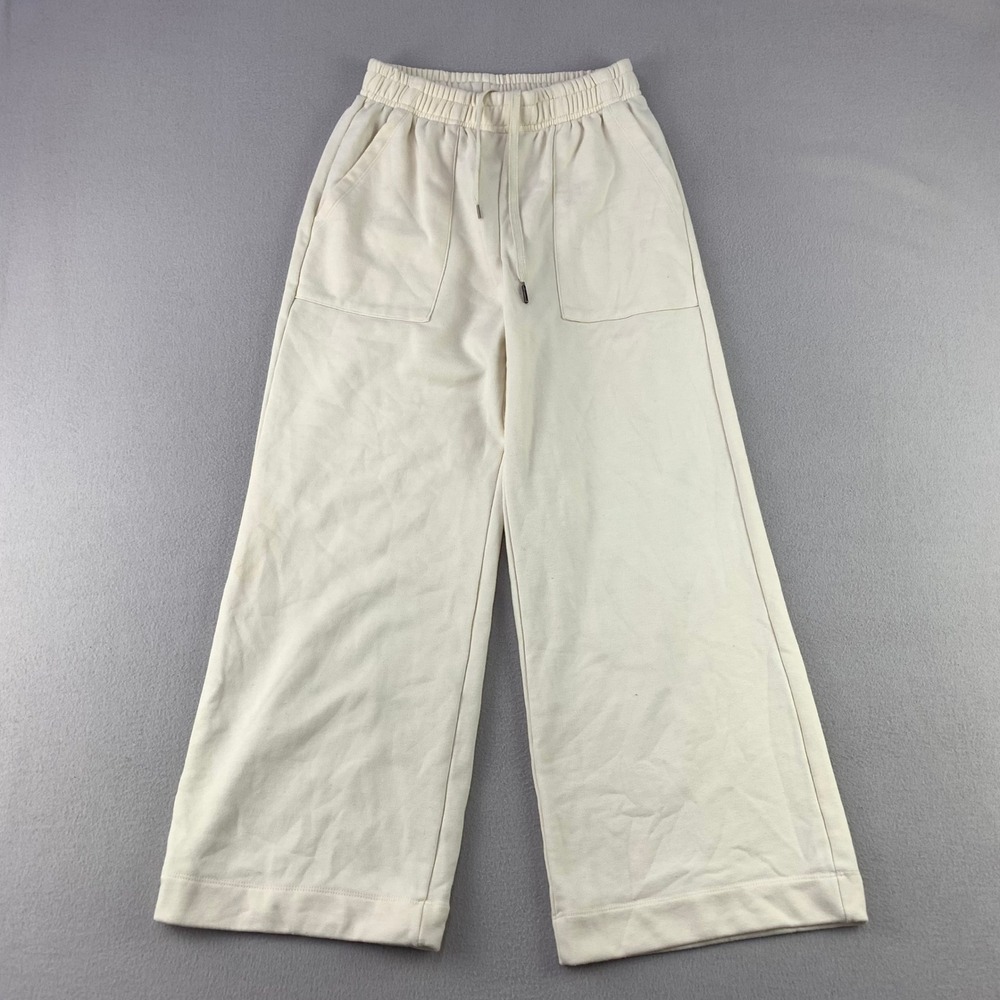 Wide Leg Sweatpants Women S Ivory Loungewear Casual Fleece High Rise Gym